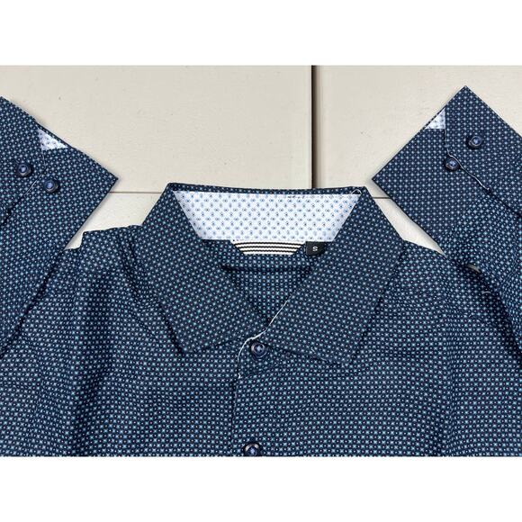 Esabel C Men's Small Navy Blue Casual Button Down Long Sleeve Dress Shirts Top - Picture 8 of 10